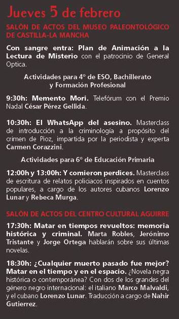 Programación del jueves 5 de febrero del Festival Las Casas Ahorcadas en Cuenca