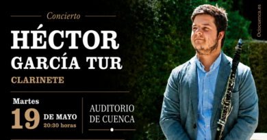El clarinetista conquense Héctor García Tur ofrecerá un recital en el Auditorio de Cuenca el próximo 19 de mayo