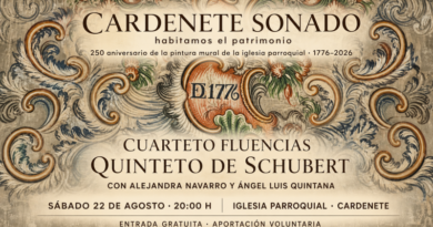 El Quinteto de Schubert sonará en Cardenete con Fluencias, Alejandra Navarro y Ángel Luis Quintana