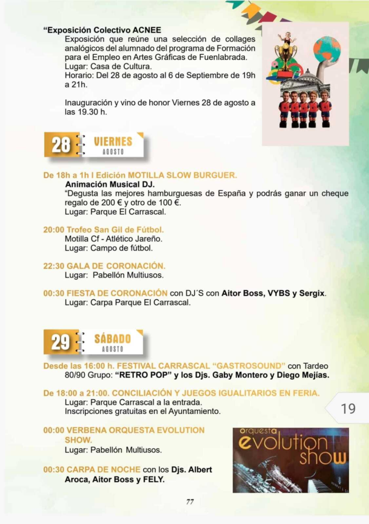 Programa Feria y Fiestas San Gil Abad 2026 Motilla del Palancar, 28 y 29 de agosto