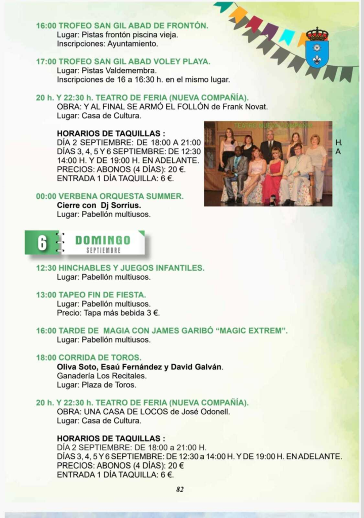 Programa Feria y Fiestas San Gil Abad 2026 Motilla del Palancar, 5 y 6 de septiembre