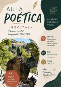 Cartel del primer recital de la temporada 2026-2027 del Aula Poética de Cuenca