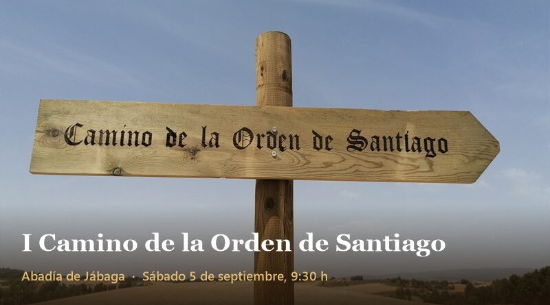 Señal de madera del Camino de la Orden de Santiago en el campo de Cuenca