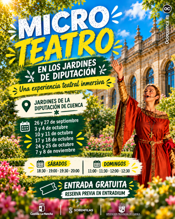 Cartel Microteatro en los Jardines de la Diputación 2026