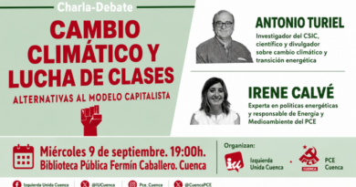 Antonio Turiel e Irene Calvé debaten en Cuenca sobre «Cambio climático y lucha de clases» el 9 de septiembre