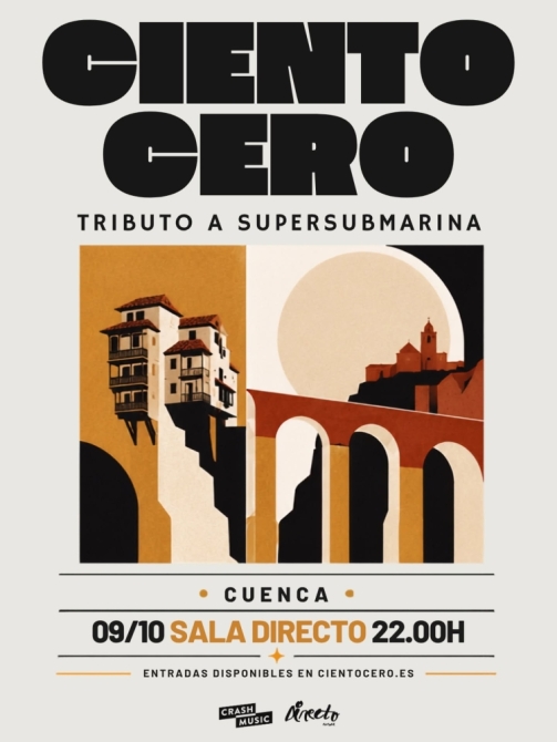 Cartel de Cientocero, tributo a Supersubmarina, en Sala Directo Cuenca
