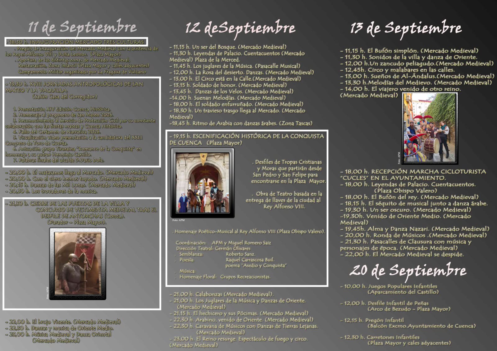Programa por días de Cuenca Histórica 2026