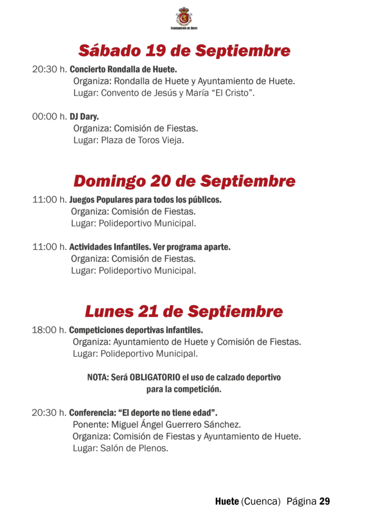 Programa de las Fiestas de la Merced 2026 de Huete: del 19 al 21 de septiembre