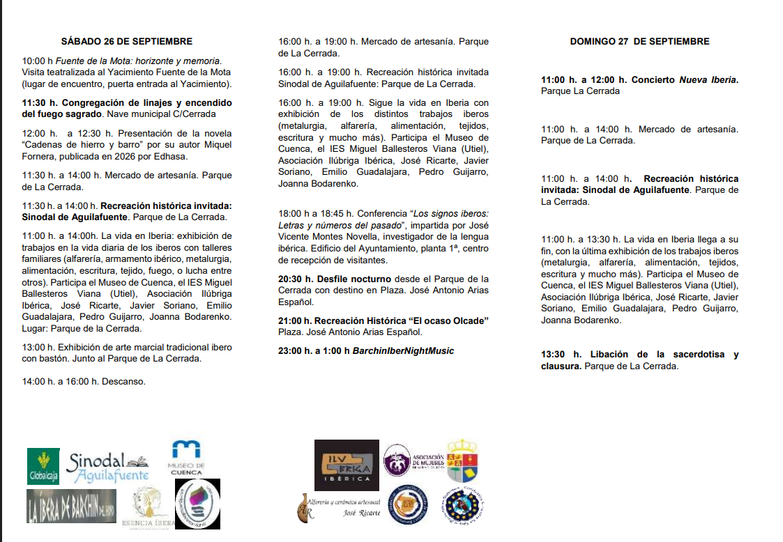 Programa de la XIV Feria Íbera de Barchín del Hoyo