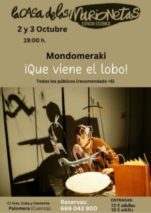 Cartel de ¡Que viene el lobo! en la Casa de las Marionetas de Palomera