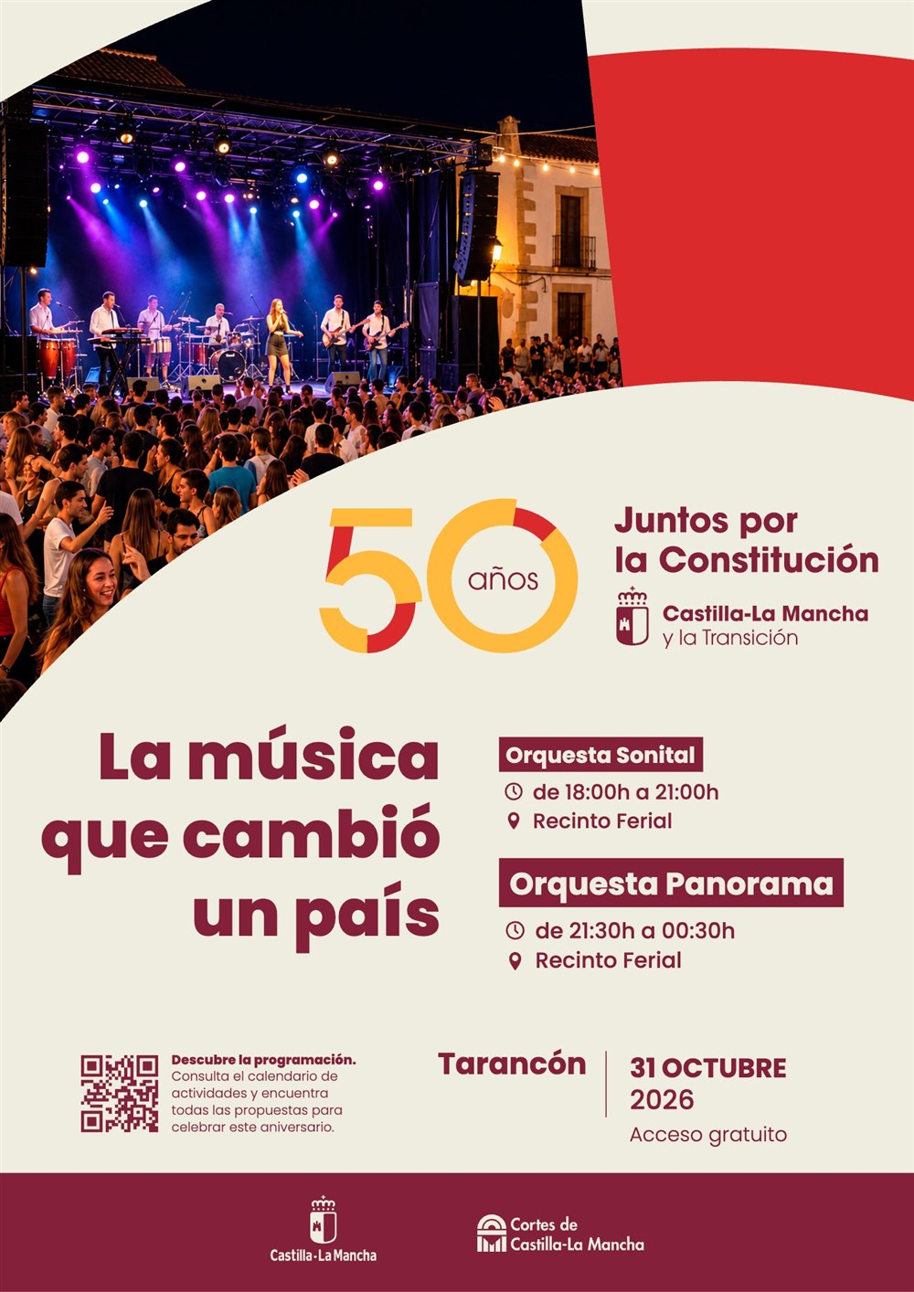 Cartel del concierto de la Orquesta Panorama en Tarancón y la Orquesta Sonital el 31 de octubre de 2026