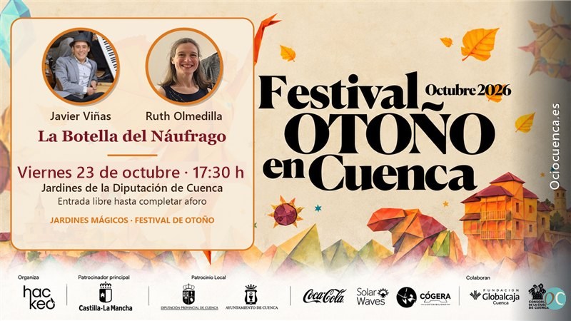 La Botella del Náufrago, viernes 23 de octubre a las 17:30 h en los jardines de la Diputación de Cuenca