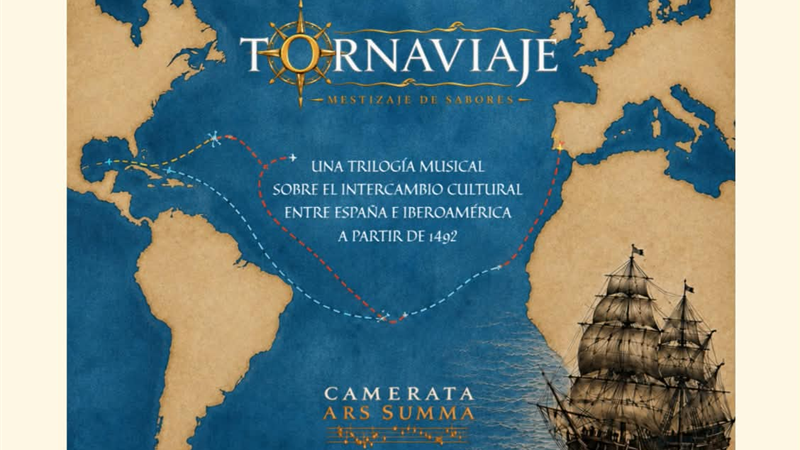 Cartel del concierto solidario Tornaviaje de la Camerata Ars Summa en Horcajada de la Torre.