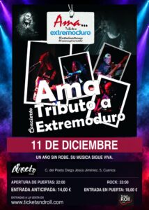 Cartel del concierto de AMA, tributo a Extremoduro, en Sala Directo Cuenca el 11 de diciembre de 2026