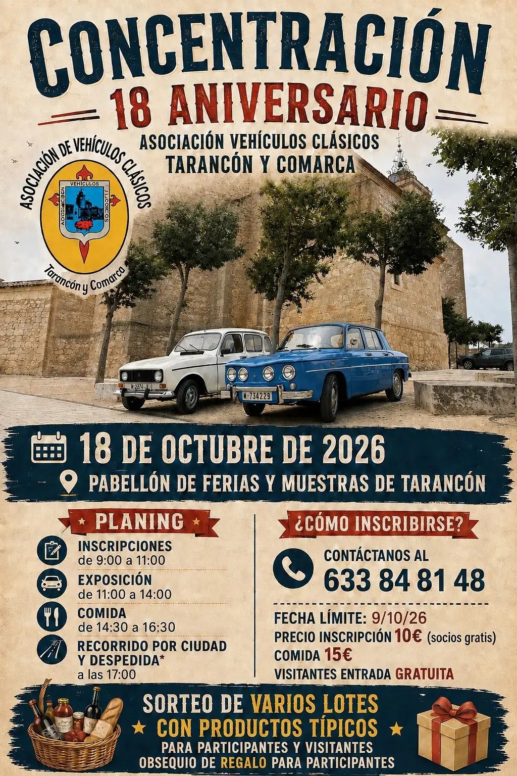 Cartel de la concentración del 18.º aniversario de la Asociación de Vehículos Clásicos de Tarancón y Comarca, el 18 de octubre de 2026