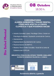 Cartel del conversatorio Alarma ambiental y salud mental