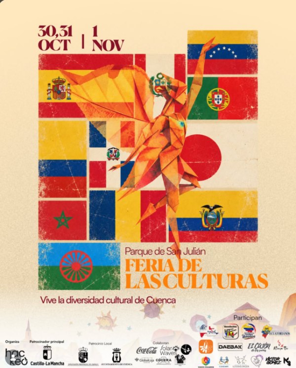 Cartel de la Feria de las Culturas, 30 y 31 de octubre y 1 de noviembre en el Parque de San Julián de Cuenca