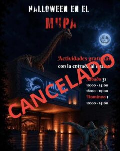 Cartel de Halloween en el MUPA con el aviso de cancelado