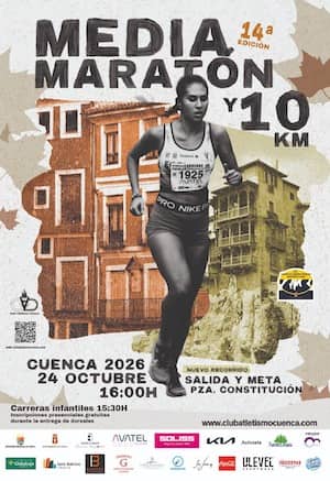 Cartel de la Media Maratón y 10K Ciudad de Cuenca, 24 de octubre de 2026