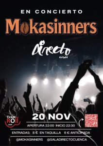 Cartel del concierto de Mokasinners en Sala Directo Cuenca el 20 de noviembre de 2026