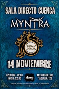 Cartel del concierto de Myntra y Trovadorum en Sala Directo Cuenca el 14 de noviembre de 2026