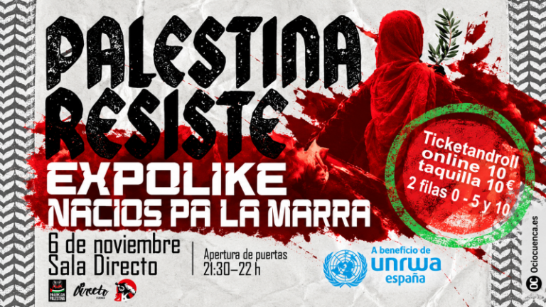 Expolike y Nasíos pa’ la María, en «Música x Palestina»: concierto benéfico en Sala Directo Cuenca el 6 de noviembre