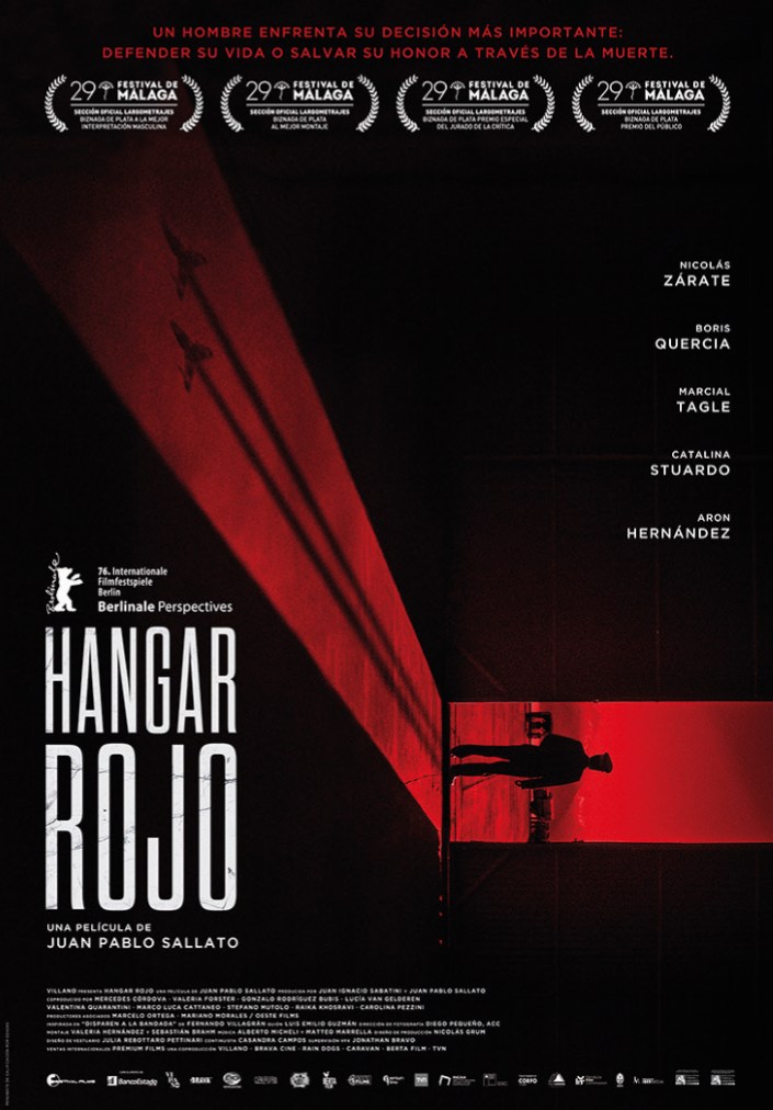 Cartel de «Hangar rojo», de Juan Pablo Sallato, en el Cineclub Chaplin de Cuenca