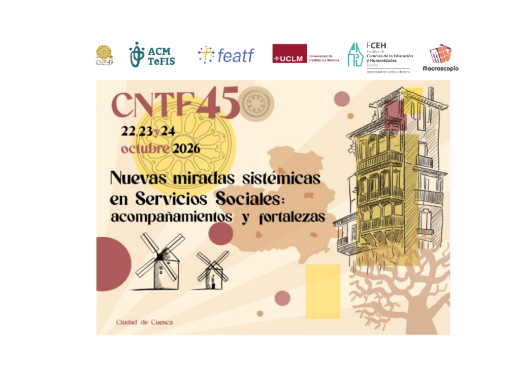 Cartel del 45.º Congreso Nacional de Terapia Familiar en Cuenca, con los logotipos de las entidades organizadoras