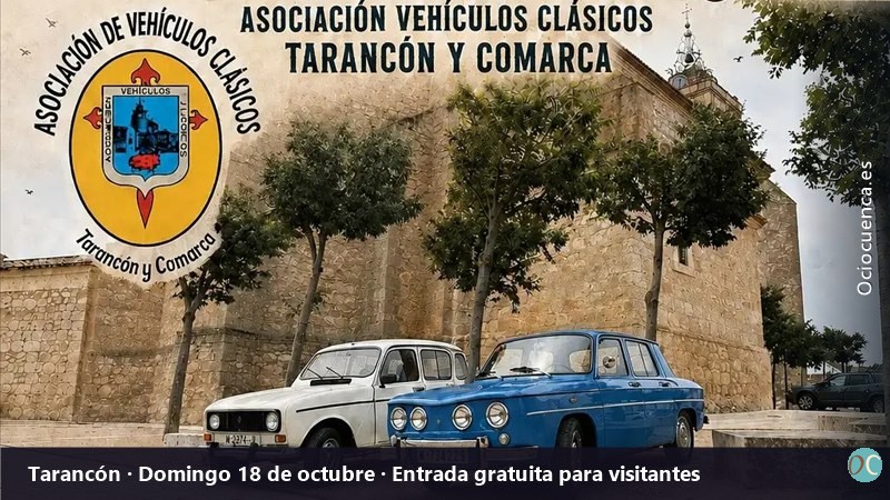 Concentración de vehículos clásicos en Tarancón por el 18.º aniversario de la asociación, el 18 de octubre de 2026