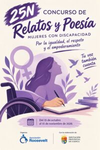 Cartel del Concurso de Relatos y Poesía 25N «Voces que empoderan» de la Asociación Roosevelt