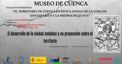 Cartel de la conferencia «El desarrollo de la ciudad andalusí y su proyección sobre el territorio» en el Museo de Cuenca