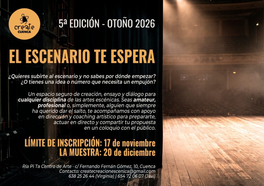 Cartel de Create Cuenca 2026: límite de inscripción el 17 de noviembre y muestra el 20 de diciembre en Ría Pi Ta Centro de Arte