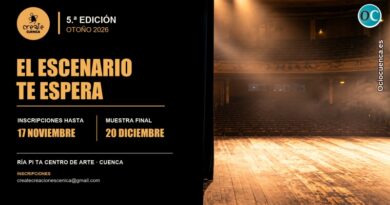 Cartel de la quinta edición de Create Cuenca, otoño 2026, «El escenario te espera», en Ría Pi Ta Centro de Arte