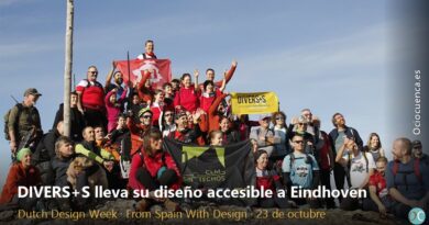 Participantes de un reto inclusivo de montaña del laboratorio DIVERS+S con su pancarta