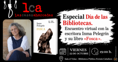 Las Casas Ahorcadas charlan con Inma Pelegrín sobre «Fosca», Premio Lumen de Novela, en el Día de las Bibliotecas