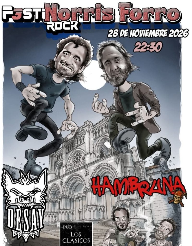 Cartel del Festinorris Forro Rock con Hambruna y Desay en el Pub Los Clásicos de Cuenca el 28 de noviembre de 2026
