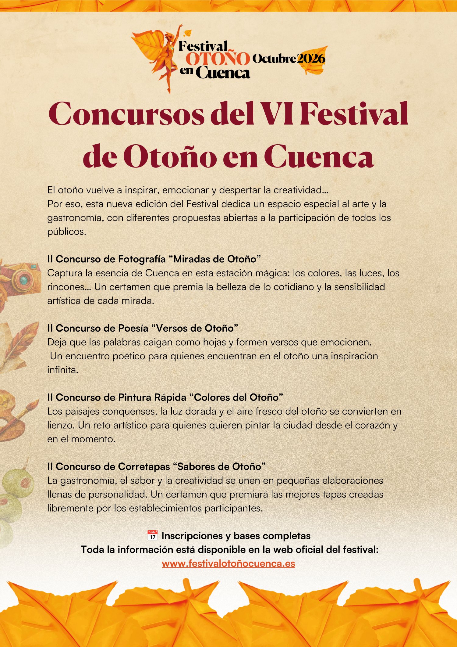 Concursos del VI Festival Otoño en Cuenca: fotografía, poesía, pintura rápida y corretapas