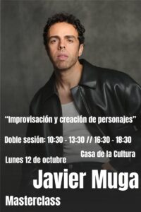 Cartel de la masterclass de Javier Muga en el Festival de Teatro de Motilla del Palancar