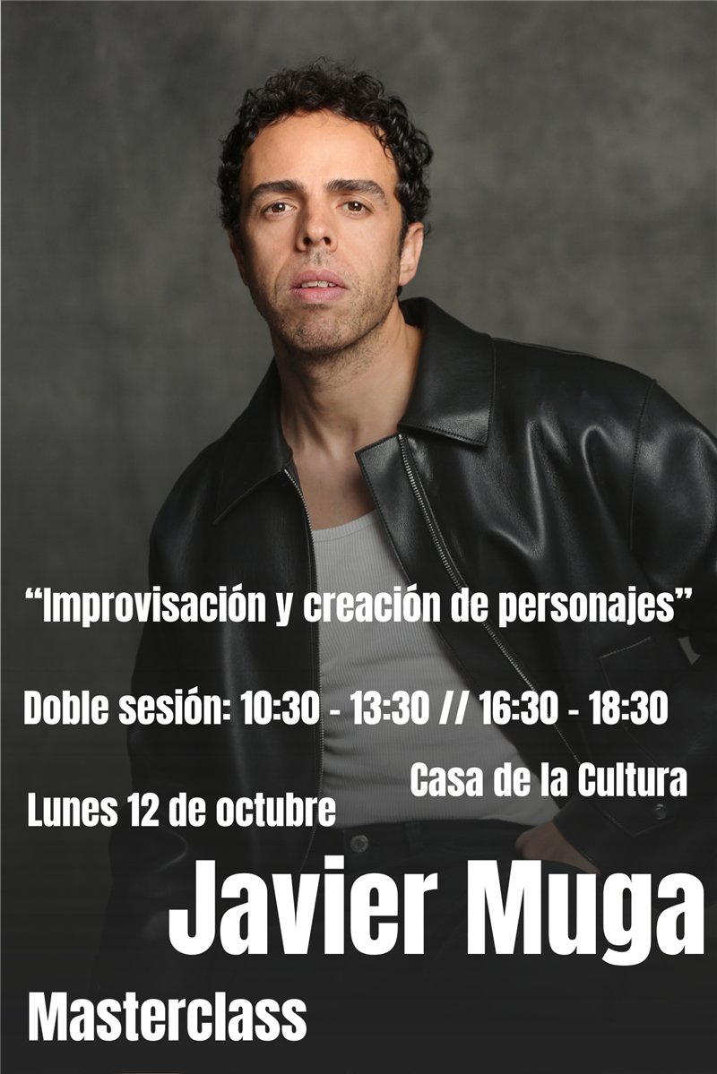 Cartel de la masterclass de Javier Muga en el Festival de Teatro de Motilla del Palancar