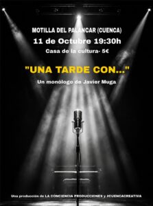 Cartel del monólogo «Una tarde con…», de Javier Muga, en el Festival de Teatro de Motilla del Palancar