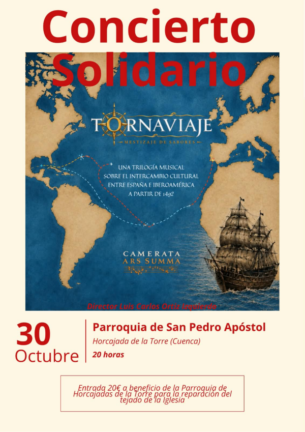 Cartel del concierto solidario de la Camerata Ars Summa en Horcajada de la Torre el 30 de octubre