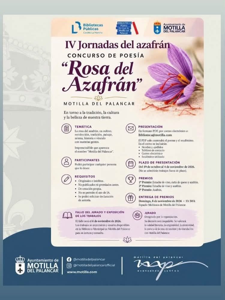 Bases del concurso de poesía «Rosa del Azafrán» de Motilla del Palancar
