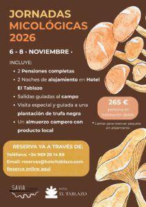 Cartel de las Jornadas Micológicas 2026 del Hotel El Tablazo, del 6 al 8 de noviembre
