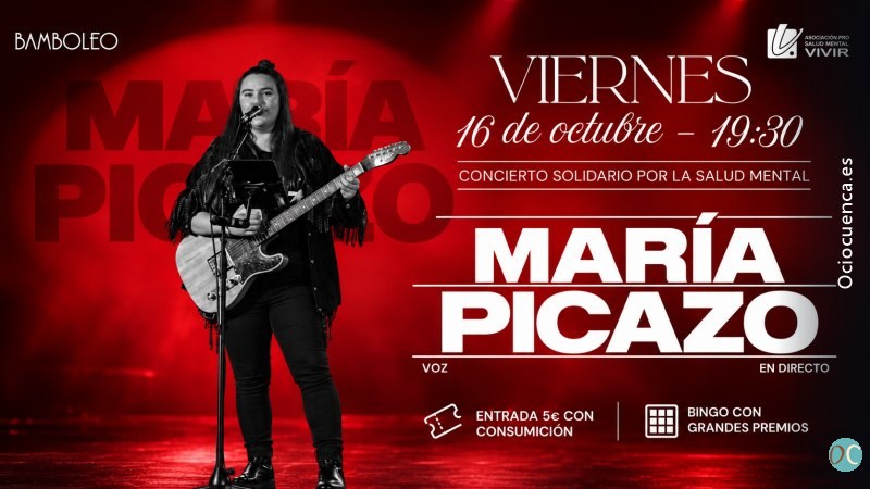 María Picazo, concierto solidario por la salud mental en la Sala Bamboleo de Cuenca, viernes 16 de octubre