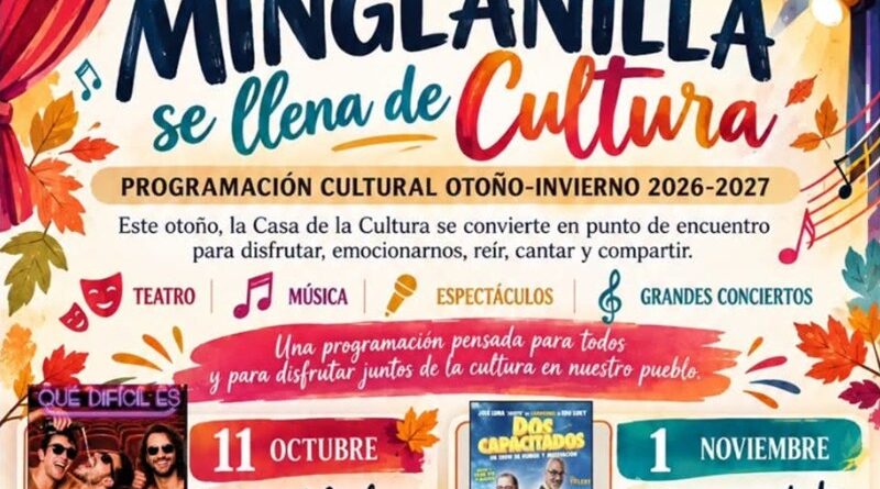 Cartel «Minglanilla se llena de Cultura», programación cultural otoño-invierno 2026-2027