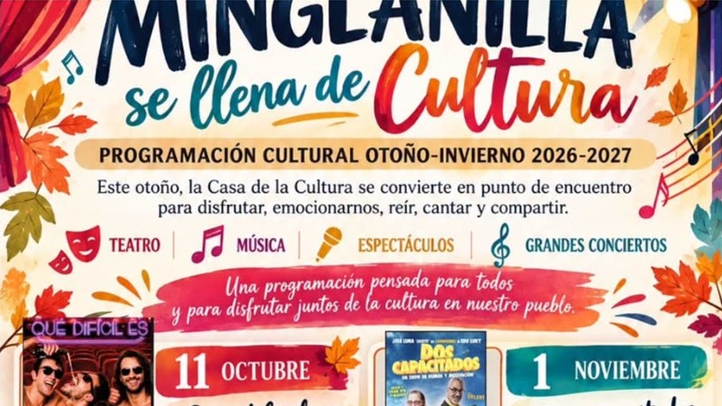 Cartel «Minglanilla se llena de Cultura», programación cultural otoño-invierno 2026-2027