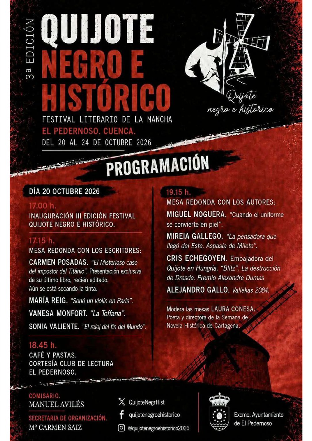 Programa del martes 20 de octubre del festival Quijote Negro e Histórico