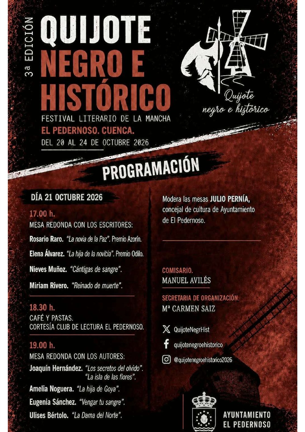 Programa del miércoles 21 de octubre del festival Quijote Negro e Histórico