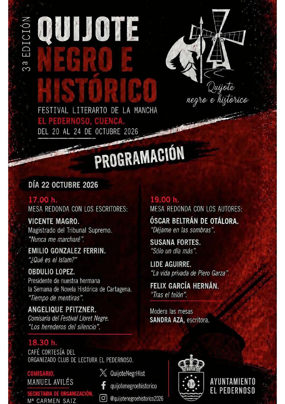 Programa del jueves 22 de octubre del festival Quijote Negro e Histórico
