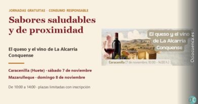 Jornadas «Sabores saludables y de proximidad» sobre el queso y el vino de La Alcarria Conquense en Caracenilla y Mazarulleque, 7 y 8 de noviembre de 2026